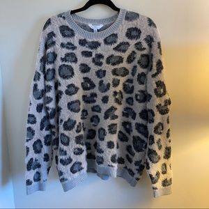 Time and Tru Fuzzy Leopard Print SweaterSz XXL